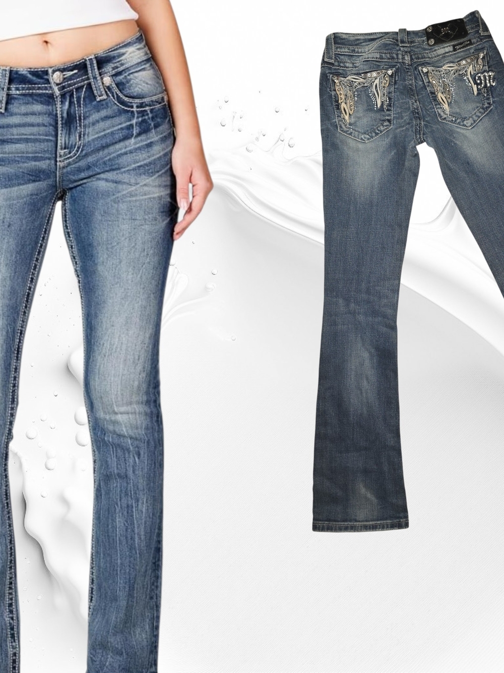 Miss Me Women's Blue Embellished Bootcut Jeans - Picture 2 of 5